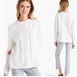 Hillhouse Home White cable knit sweater